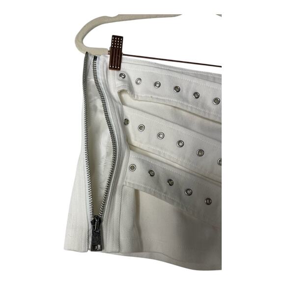 Aniye Records Lex Mini Skirt Denim Buckle Strap Edgy Chic Grunge Y2K Milk Sz 40 - Picture 6 of 13